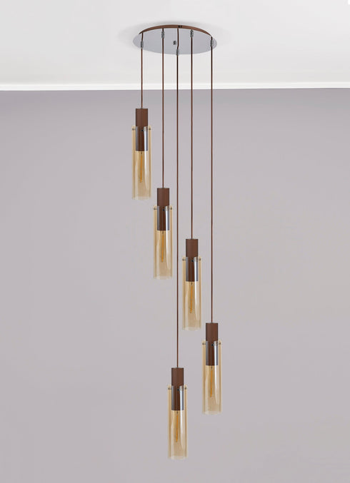 Brooks Slim Round Pendant 5 Light